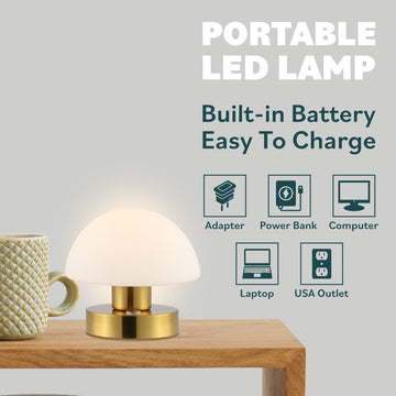 Zoe 5.75" Bohemian Farmhouse Iron Rechargeable Integrated LED Table Lamp - JONATHAN Y